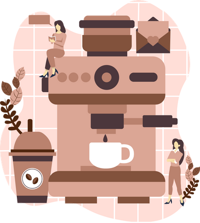 Maquina de cafe  Ilustración