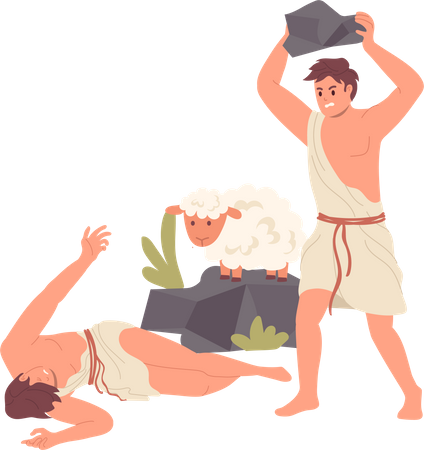 Cain killing Abel first murder scene  Illustration