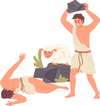 Cain killing Abel first murder scene  Illustration