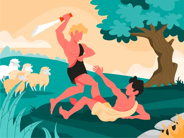 Cain kills Abel Illustration