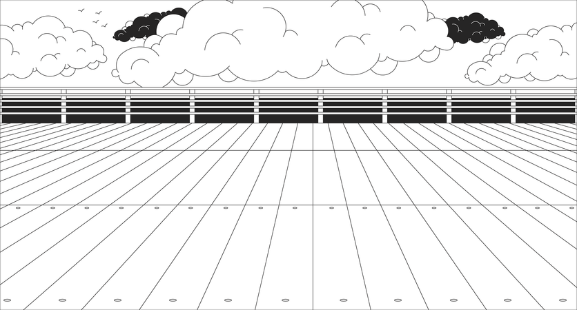 Cais de madeira vazio  Ilustração