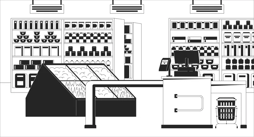 Caisse de supermarché  Illustration