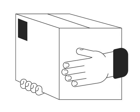 Mão segurando uma caixa de papel  Ilustração