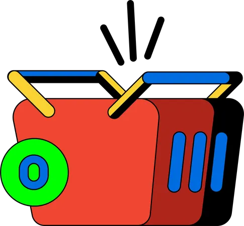 Um Grafico Representando Uma Caixa De Papelao Vermelha Com A Lateral Quebrada E Itens Derramados Simbolizando Danos Ao Produto Ou Problemas Logisticos Ilustração