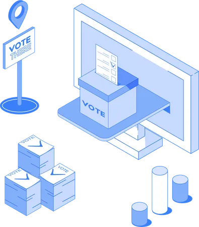 Caixa de votação no local de votação  Ilustração