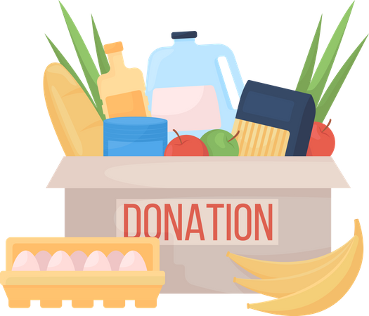 Caixa de doação com comida  Ilustração