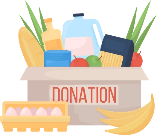 Caixa de doação com comida  Ilustração