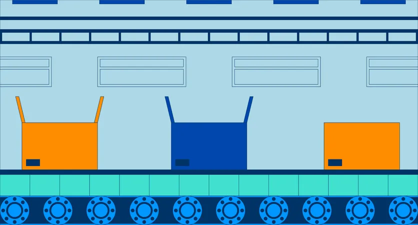 Automação de embalagem de caixas de correia transportadora  Ilustração