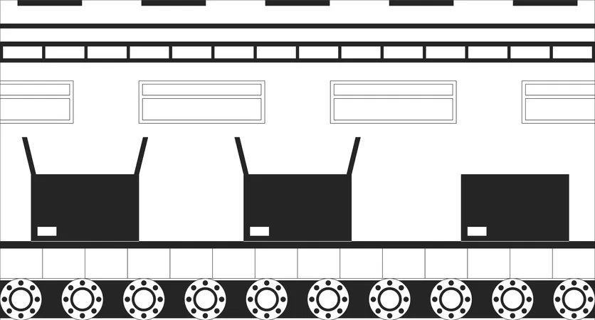 Automação de embalagem de caixas de correia transportadora  Ilustração