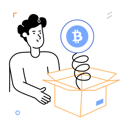 Caja de bitcoins  Ilustración