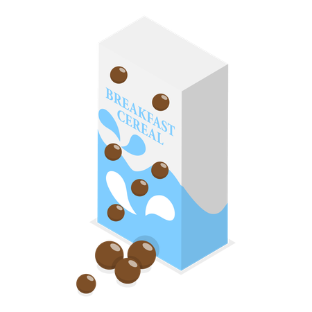 Caja de cereales para el desayuno  Ilustración