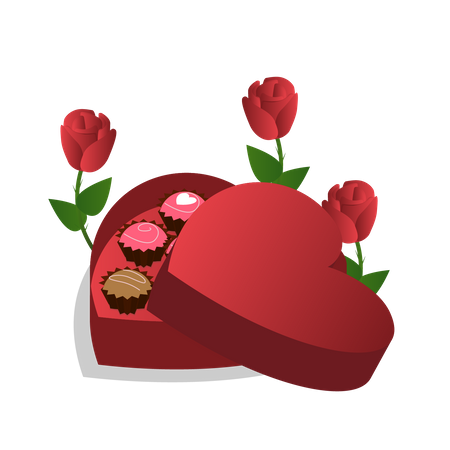 Caja de chocolates de san valentín  Ilustración