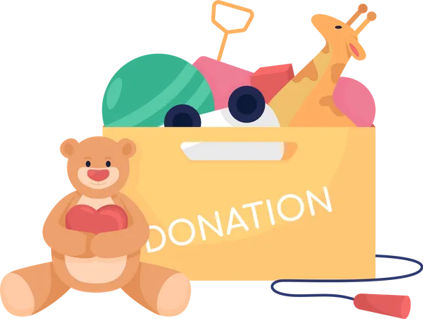 Caja de donación con juguetes  Ilustración