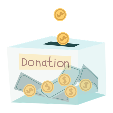 Caja de donación de dinero  Ilustración