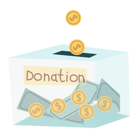 Caja de donación de dinero  Ilustración