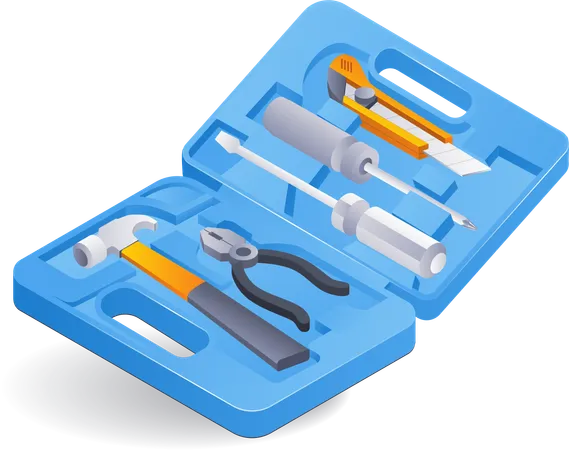 Caja de herramientas de carpintería para reparación eléctrica.  Ilustración
