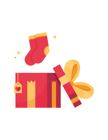Caja de regalo y calcetines  Ilustración