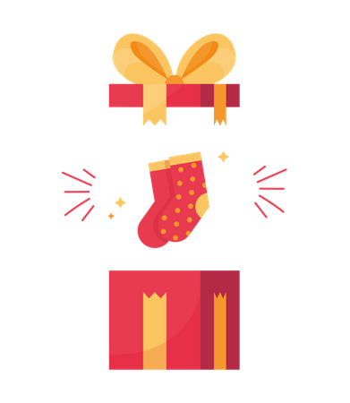Caja de regalo y calcetines  Ilustración