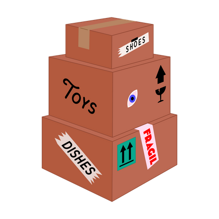 Cajas de cartón apiladas  Ilustración