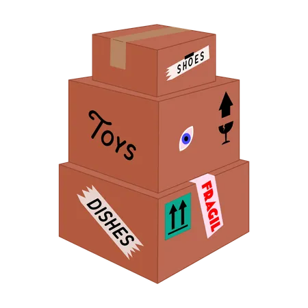 Cajas de cartón apiladas  Ilustración