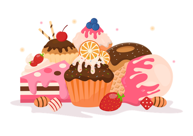 Cake and sweets Illustration