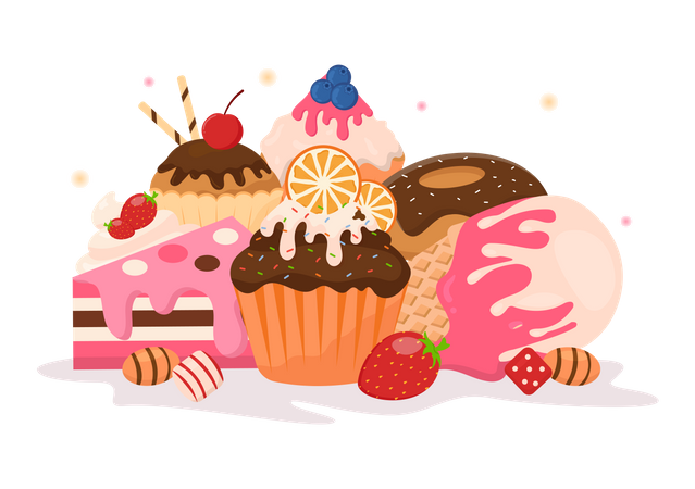 Cake and sweets  Illustration