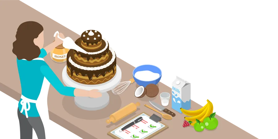 Cake Baking Illustration