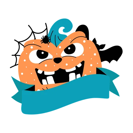 Calabaza aterradora de halloween  Ilustración