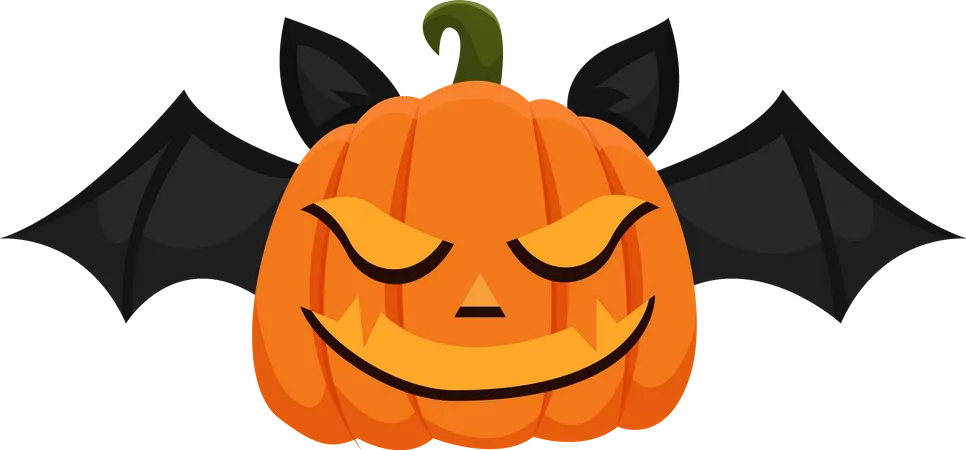 Calabaza de halloween con murciélago  Ilustración