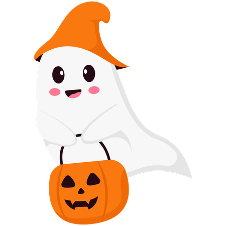 Calabaza fantasma que lleva caramelos  Ilustración