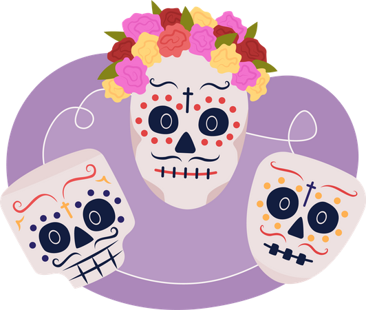 Calavera skull masks  Illustration