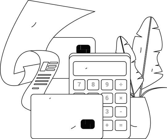 Calcul financier avec facture de carte de crédit  Illustration