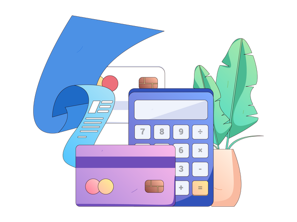 Calcul financier avec facture de carte de crédit  Illustration