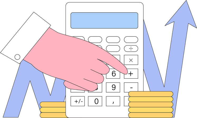 Calculadora contando finanzas  Ilustración