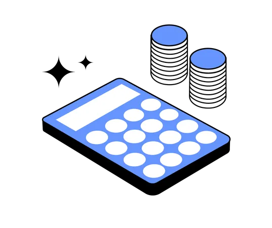 Calculadora financiera con monedas  Ilustración