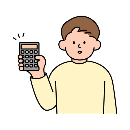 Homem segurando calculadora  Ilustração