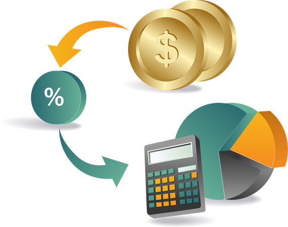 Calculando a porcentagem da receita empresarial  Ilustração