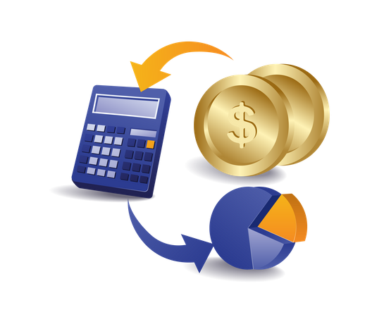 Calculando o percentual financeiro nos negócios  Ilustração