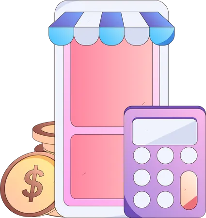 Calculate expenses of shopping  일러스트레이션