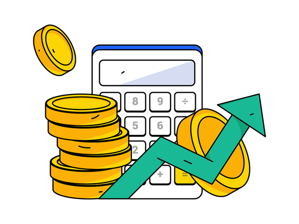 Calculate finances on calculator  Illustration