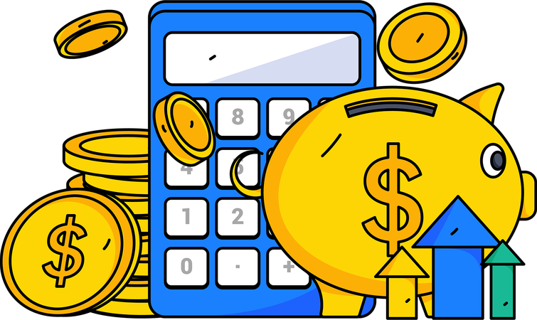 Calculate income and expenses on calculator  Illustration