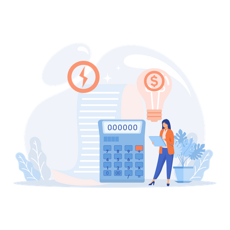 Calculating and paying electricity  Illustration