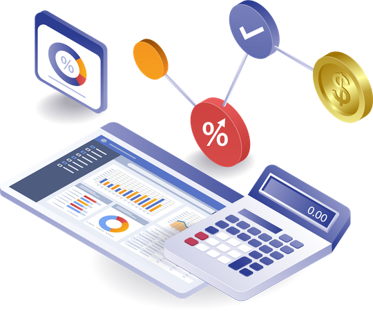 Calculating financial data of business  Illustration