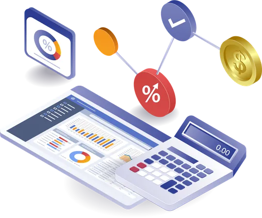 Calculating financial data of business  Illustration