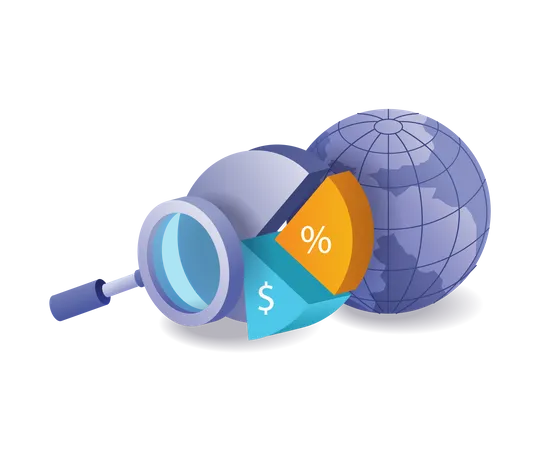 Calculating world population with a graph chart  Illustration