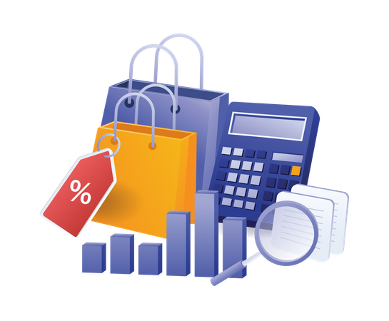 Calculation of online shopping discounts  Illustration