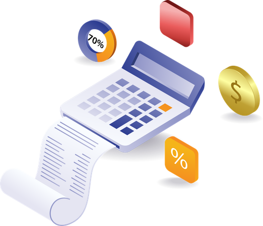 Calculatrice avec symboles de pourcentage pour les entreprises financières  Illustration