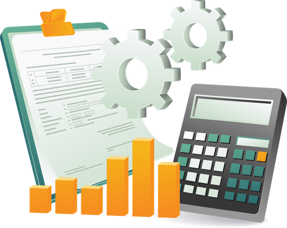 Calculatrice et documents tout en étant parfaits pour les présentations professionnelles  Illustration