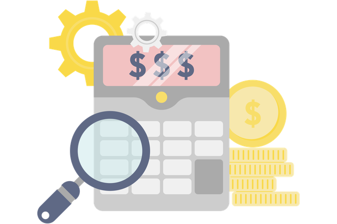 Calculatrice et loupe  Illustration