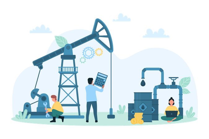 Cálculo de ganancias por ventas y intercambios de petróleo.  Illustration